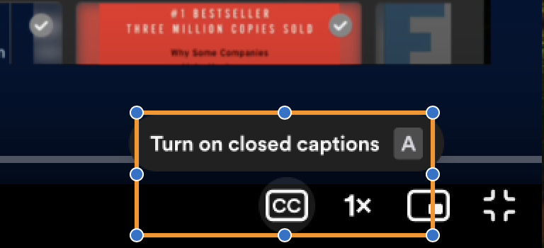 Turn on closed captions button