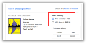 Shipping options at Checkout